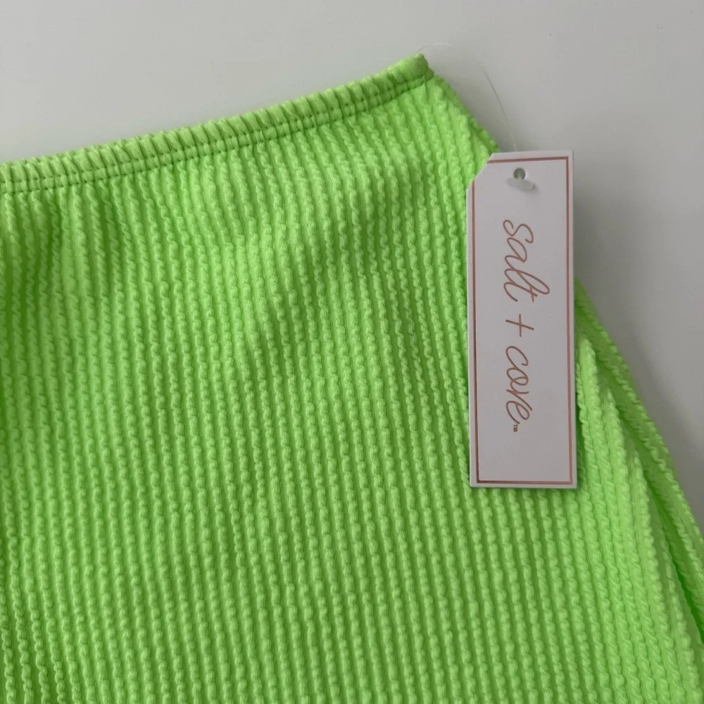Salt + Cove Bikini Swim Skirt Junior Size XS Neon Green Crinkle Ribbed NWT